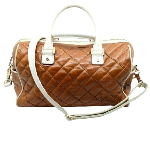 Tory Burch Quilted Brown and Cream Bag - Picture 2 of 6